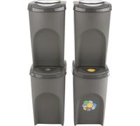 Ensemble de Poubelles Tri des dechets Sortibox 4x35L gris