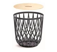 Prosperplast Uniqubo Panier Multifonctionnel 35l Plastique Anthracite 39 X 39 X 40 Cm + Couvercle Bois Multicolore
