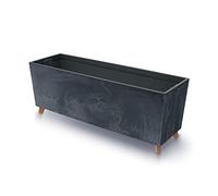 Prosperplast Urbi Case Beton Effect N Jardinière rectangulaire avec pieds pour intérieur et extérieur avec pot de fleurs en plastique 770 x 235 x 300 mm (anthracite)