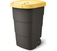 Prosperplast Wheeler Poubelle de 95 l, avec roues et couvercle, universelle, en plastique, jaune