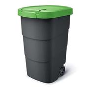 Wheeler 110L Poubelle avec roues et couvercle Poubelle grande capacité Poubelle universelle en plastique (vert)