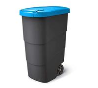 Prosperplast Wheeler Poubelle de 90 l avec roues et couvercle, poubelle universelle, en plastique, bleue