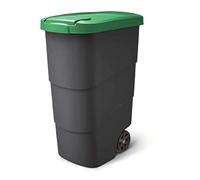 Prosperplast Wheeler Poubelle de 90 l avec roues et couvercle, poubelle universelle, en plastique, verte