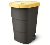 Prosperplast Wheeler Poubelle de 95 l, avec roues et couvercle, universelle, en plastique, jaune