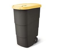Prosperplast Wheeler Poubelle de 90 l, avec roues et couvercle, universelle, en plastique, jaune
