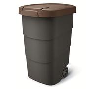 Prosperplast Wheeler Poubelle universelle en plastique avec roues et couvercle 95 l (marron)