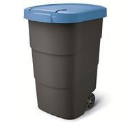 Prosperplast Wheeler Poubelle universelle en plastique avec roues et couvercle Bleu 95 l