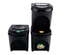 Prosperplast ZA907 Lot de 3 bacs de recyclage en plastique Anthracite 25 l 24 x 40 x 33,7 cm