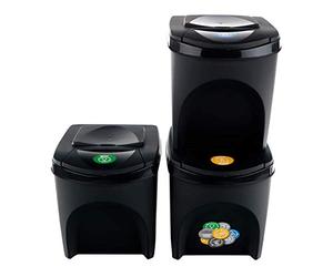 Prosperplast ZA907 Lot de 3 bacs de recyclage en plastique Anthracite 25 l 24 x 40 x 33,7 cm