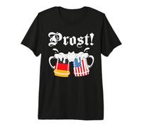 Prost Beer German and American Flag Drinking Beer Lover T-Shirt Haut de Gamme