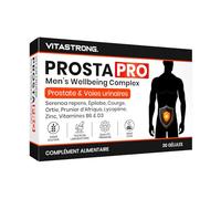 ProstaPro Vitastrong, Complément Alimentaire Prostate et Protection Urinaire Homme avec Serenoa Repens 45%, Courge, Ortie, Épilobe, Pygeum, Lycopène, Zinc, V B6 et D3, 1 Cap/Jour, Sans Gluten/Lactose