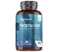 Prostasur 180 Gélules, avec Saw Palmetto Palmier Nain, Vitamines et Minéraux - Zinc, Vitamine B6 Vitamine D3, Graine de Courge Citrouille, Feuilles d'Ortie, 6 Mois - Prostasur pour Homme Extrait 20:1