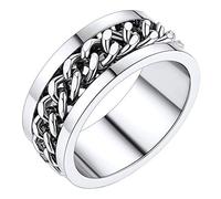 PROSTEEL Bague Anti Stress Homme Tournante Acier Anneau 8mm avec Chaîne Cubain Qui Tourne Taille 57