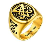 PROSTEEL Bague Chevalière Sigil Lucifer Homme Plaqué Or Personnalisé Taille 69