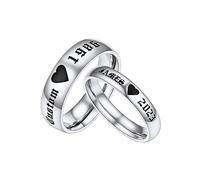 PROSTEEL Bague Couple Acier Inoxydable Personnalisée Femme Homme, Alliance d'Amour Personnalisable, Taille de 52-72