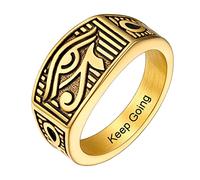 PROSTEEL Bague Homme Chevalière Egyptienne Plaqué Or Personnalisable Bague Homme Oeil d'Horus Taille 69