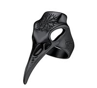 PROSTEEL Bague Homme Crâne Corbeau Viking Noir avec Vegvisir et Valknut Taille 69