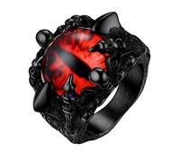 PROSTEEL Bague Homme Gothique Griffe de La Mort en Acier Inoxydable/Plaqué Or Personnalisable, Chevalière avec l'Œil du Diable Rouge