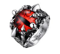 PROSTEEL Bague Homme Gothique Griffe de La Mort en Acier Inoxydable/Plaqué Or Personnalisable, Chevalière avec l'Œil du Diable Rouge