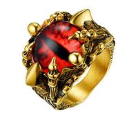 PROSTEEL Bague Solitaire Homme Gothique Plaqué Or Chevalière Griffe de la Mort Taille 67