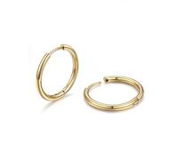 PROSTEEL Boucles d'Oreilles Homme Plaqué Or Petite Créole Acier Doré 16mm