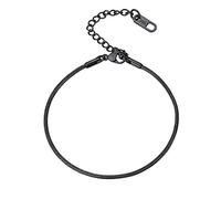 PROSTEEL Bracelet Femme Chaînette 1.5mm/21cm Gourmette Ajustable Acier Noir Maille Serpent pour Jeune Fille Accessoire des Charms Perles