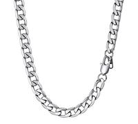 PROSTEEL Chaîne Homme Acier Inoxydable 51cm, Collier Garçon Maille Gourmette 9mm, Cuban Chain Necklace