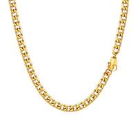 PROSTEEL Chaîne Homme Acier Inoxydable Or 5mm, Collier Doré Maille Gourmette 71cm/28