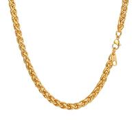 PROSTEEL Chaîne Homme Plaqué Or 46cm, Collier à Maille Spiga 6mm Chain Necklace pour Garçon