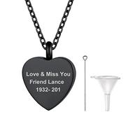 PROSTEEL Chaîne Pendentif Urne Cœur Collier Cendre de Crémation Personnalisable Bijoux en Acier INOX/Plaqué Or 18K Accessoire Parfait de Commémoration Souvenirs