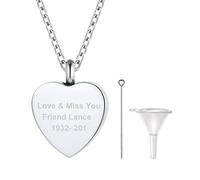 PROSTEEL Chaîne Pendentif Urne Cœur Collier Cendre de Crémation Personnalisable Bijoux en Acier INOX/Plaqué Or 18K Accessoire Parfait de Commémoration Souvenirs