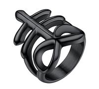 PROSTEEL Chevalière Homme Croix du Léviathan Bague Satanique Personnalisable en Acier Inoxydable/Plaqué Or/Noir, Taille 54/57/59/62/64/67/69/72