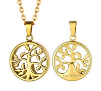 PROSTEEL Collier Cendre Homme Plaqué Or Pendentif Urne Arbre de Vie Personnalisé Chaîne Offerte Acier Doré Bijoux Tendance Funéraire Cadeau Commémoratif Accessoire de Crémation