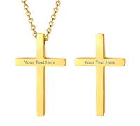 PROSTEEL Collier Croix Femme Plaqué Or Personnalisable, Chaîne Pendentif Chrétien Doré pour Jeune Fille