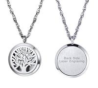 PROSTEEL Collier Diffuseur Huiles Essentielles Acier Personnalisé Pendentif Aromathérapie Arbre de Vie