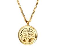 PROSTEEL Collier Diffuseur Parfum Femme Doré Personnalisable Pendentif Médaillon Arbre de Vie