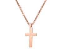 PROSTEEL Collier Homme Croix Plaqué Or Rsoe, Pendentif Religieux Chrétien, avec Chaîne Spiga de 3mm/55cm