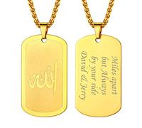 PROSTEEL Collier Homme Islam Plaqué Or Personnalisé Chaîne Pendentif Plaque Militaire avec Motif Allah Bijou Amulette Cadeau Parfait