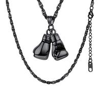 PROSTEEL Collier Homme Noir Pendantif Chaîne Pendentif Gants de Boxe Homme Sportif pour Garçon