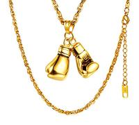 PROSTEEL Collier Homme Plaqué Or Chaîne Pendentif Gants de Boxe Bijou Sportif pour Garçon