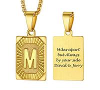 PROSTEEL Collier Pendentif Plaque Femme Lettre M Plaqué Or Chaîne Réglable 50+5cm/2mm Initial Customized Men Necklace