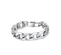 PROSTEEL Gourmette Grosse Homme Acier Inox 21cm Chaîne Bracelet à Maille Cubaine 13mm