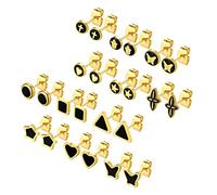 PROSTEEL Lot de Boucle d'Oreille Femme Plaqué Or 12 Paires Ensemble Clous et Puces Coeur/Papillon/Carré/Triangle/Étoile/Ronde/Croix/Main de Fatima