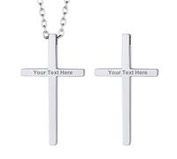 PROSTEEL Pendentif Croix Femme Acier Personnalisé Collier Chrétien Homme avec Chaîne Rolo 50cm/2.5mm