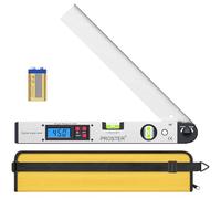 Proster 0-225 ° Rapporteur d'angle numérique 400 mm / 16 pouces Règle d'angle horizontal numérique LCD Rétroéclairé Niveaux à bulle pour Bricolage Ingénierie de toiture avec batterie et pochette