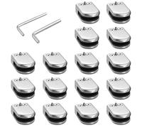 Proster 16pcs Pince à Verre 6-8mm Support de Pince de Verre en Acier Inoxydable 304 Clip en Verre Réglable à Dos Plat avec 2 Clés Hexagonales pour Balustrade Escalier Main Courante