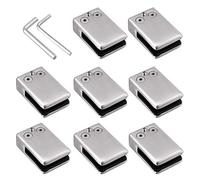 Proster 8 PCS Pinces à Verre 9-10mm en Acier Inoxydable 304 Fixation Paroi Douche Support en Verre Réglable à Dos Plat pour Balustrade d'Escalier, Main courante