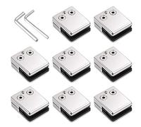 Proster 8 PCS Pinces à verre 9-10mm en Acier Inoxydable 304 Pinces en Verre Support Fixation Vitre Balcon Réglable à Dos Plat pour Balustrade d'Escalier, Main Courante