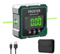 Proster Inclinomètre Laser Vert Numérique Rechargeable 4x90° - Écran LCD VA Lisible, Aimants 4 Faces, Haute Précision ±0.1°, USB-C, IP54 - Outil Angle Pro pour Menuiserie Chantier Atelier