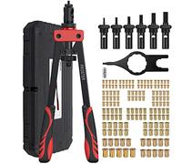 Proster Outil d'écrou de rivet de 35,6 cm avec 150 écrous à riveter M3 M4 M5 M6 M8 M10 6 mandrins métriques très résistants à la main RIV Kit de réglage de filetage rouge